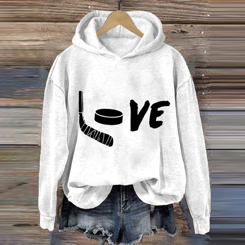 Comstylish Women's Love Ice Hockey Print Casual Sweatshirt