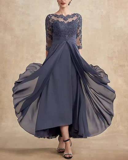 MW | Chiffon Maxikleid mit transparenten Ärmeln in Midi-Länge