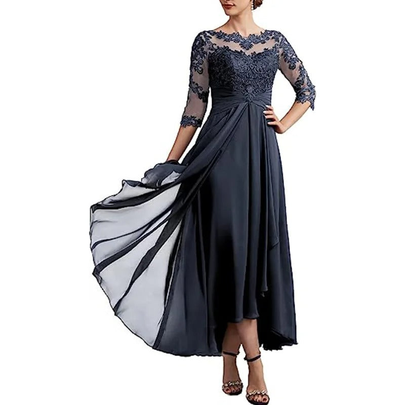 MW | Chiffon Maxikleid mit transparenten Ärmeln in Midi-Länge