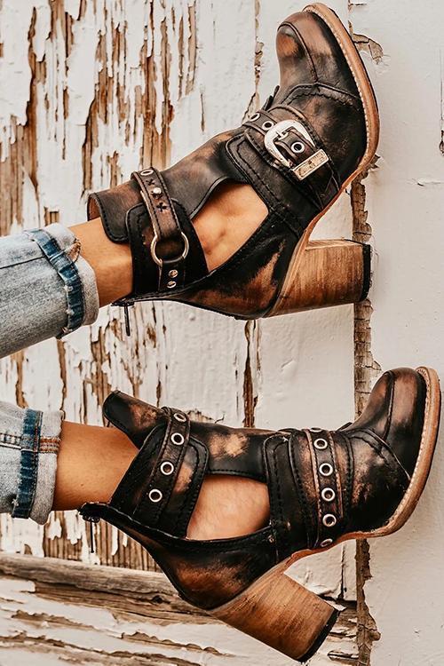 MW | Rustikale Stiefelette mit Blockabsätzen