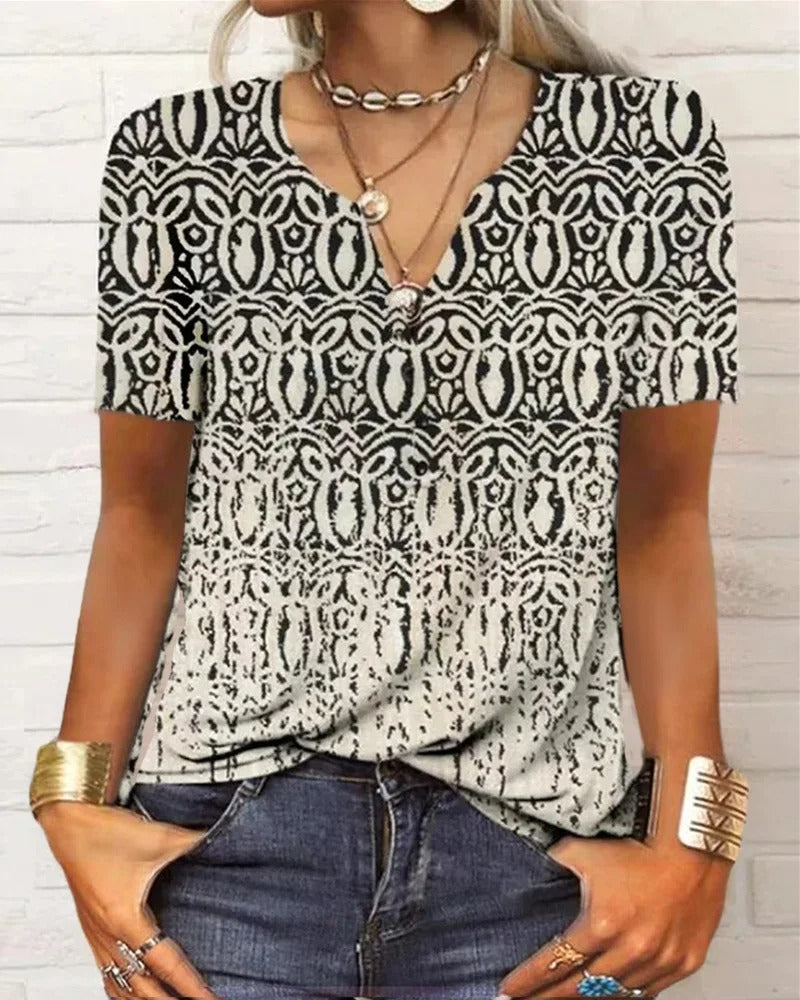 MW | langärmeliges Top mit Boho-Patchwork-Druck